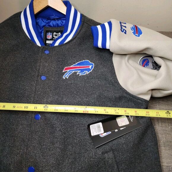 Buffalo Bills Jacket Bomber Coat Varsity Button NFL Mens Medium Embroidered - Picture 5 of 14